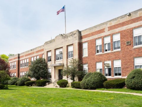 Exterior of American school building